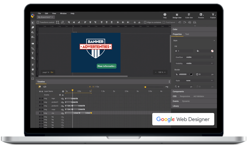 Google Web Designer software laptop screen banner-advertenties.nl
